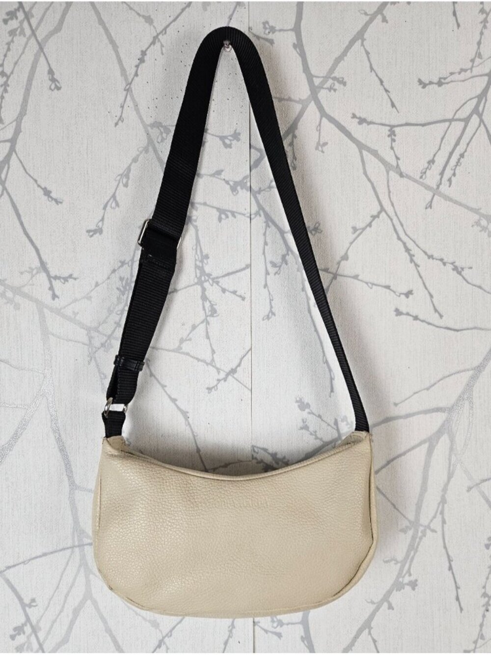 Poppy Barley Cream Pebbled Leather Arc Crossbody Belt Bag